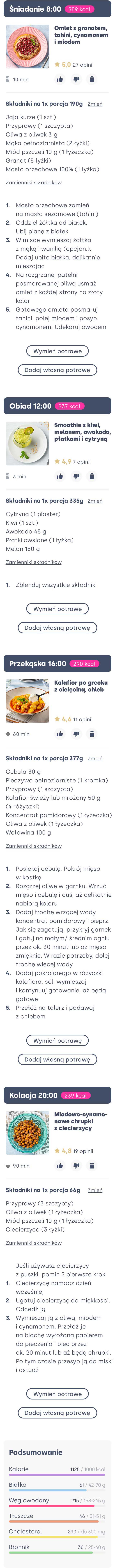 Przykładowy jadłospis diety śródziemnomorskiej